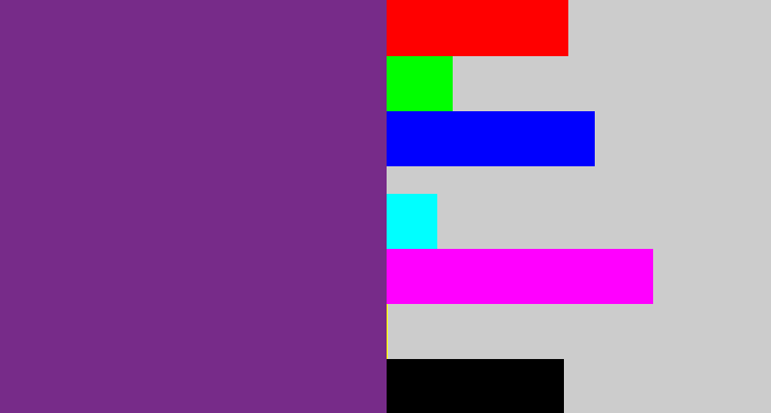 Hex color #772b89 - purple