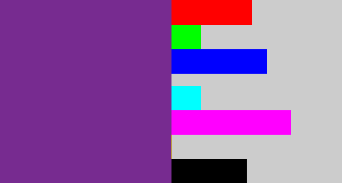 Hex color #772b90 - purple