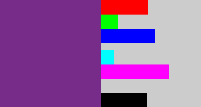Hex color #772c89 - purple