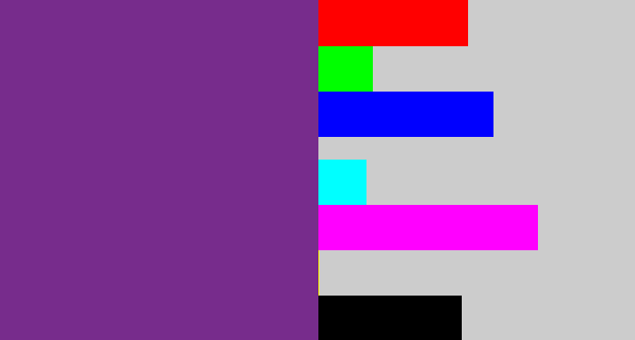 Hex color #772c8c - purple