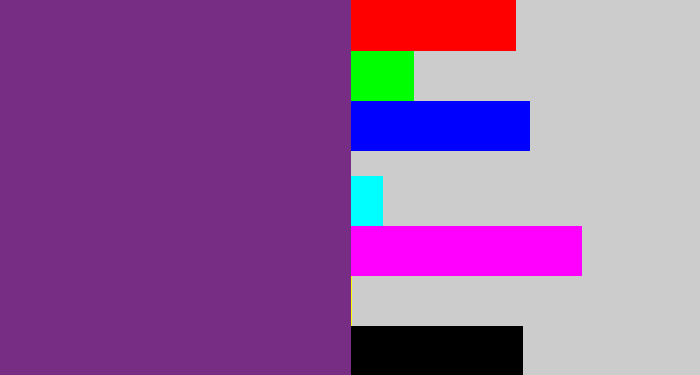 Hex color #772d83 - darkish purple