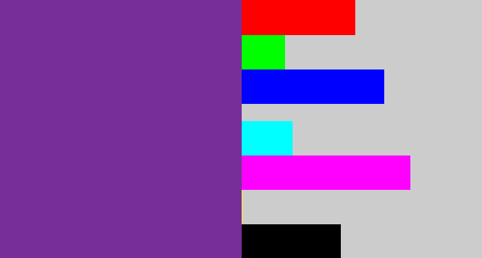 Hex color #772e97 - purple