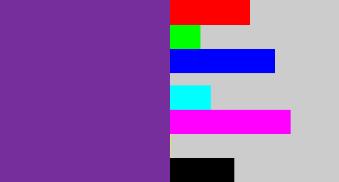 Hex color #772e9d - purple
