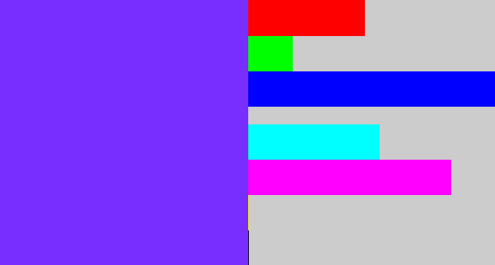 Hex color #772eff - bluish purple