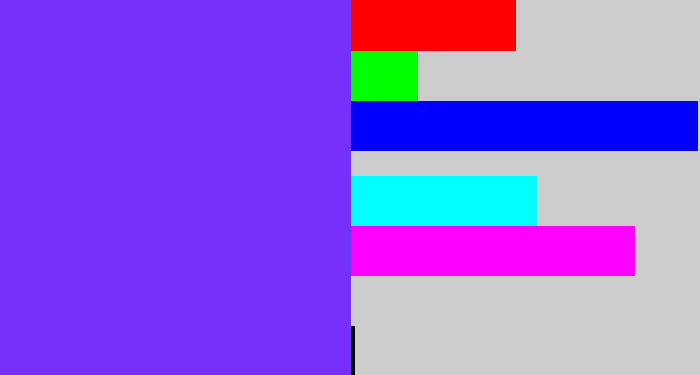 Hex color #7730fc - bluish purple
