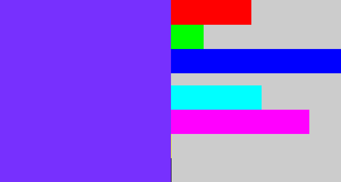 Hex color #7730fe - bluish purple