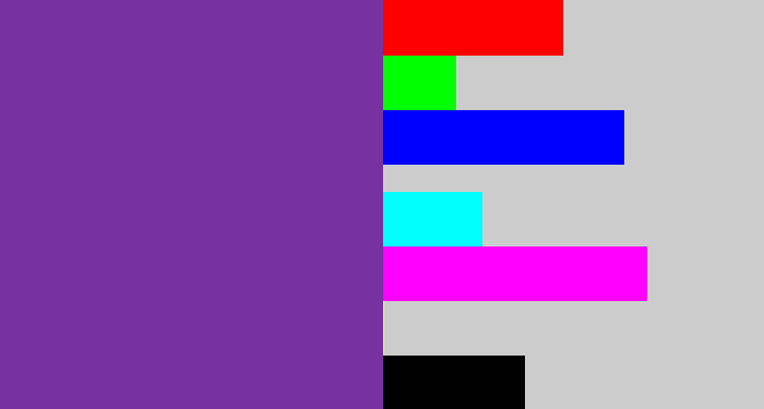 Hex color #7731a0 - purple