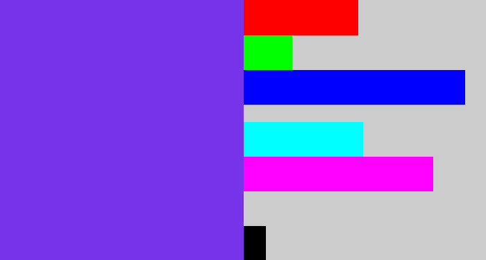 Hex color #7733e9 - bluish purple