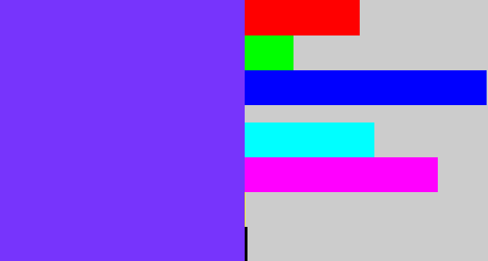Hex color #7734fc - bluish purple