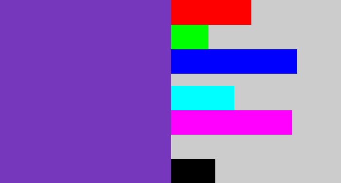 Hex color #7737bd - bluey purple