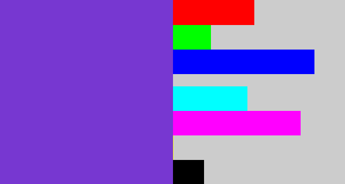 Hex color #7737d1 - bluish purple