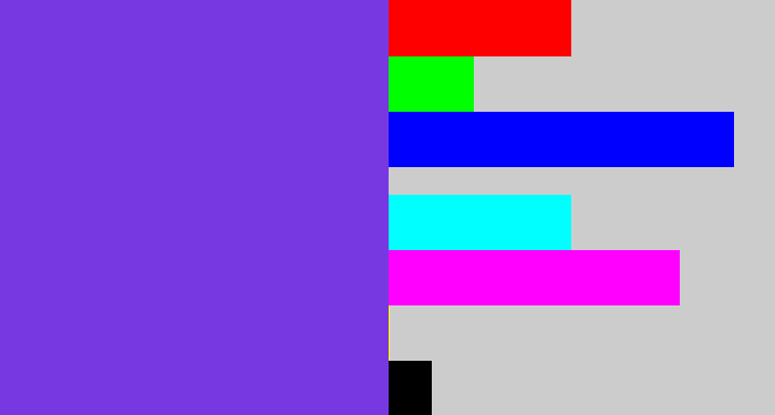 Hex color #7738e2 - bluish purple