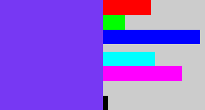 Hex color #7738f3 - bluish purple