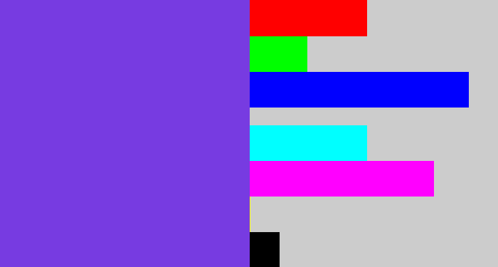 Hex color #773be1 - bluish purple