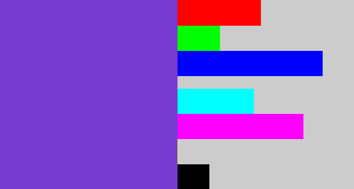 Hex color #773cd0 - bluey purple