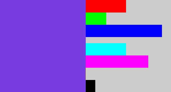 Hex color #773ce2 - bluish purple