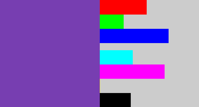 Hex color #773eb1 - bluey purple