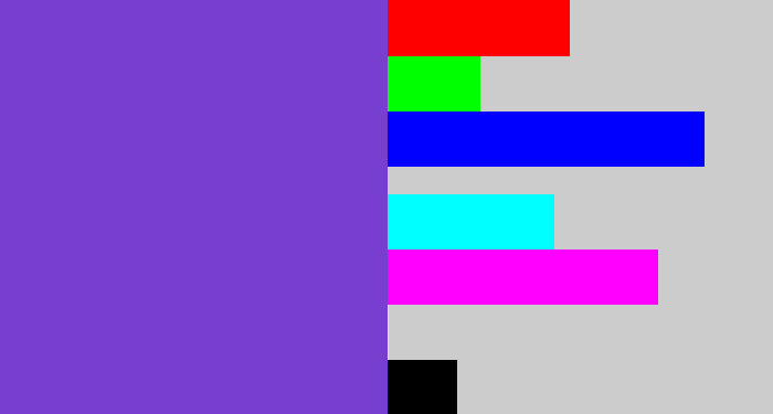 Hex color #773ed0 - bluey purple