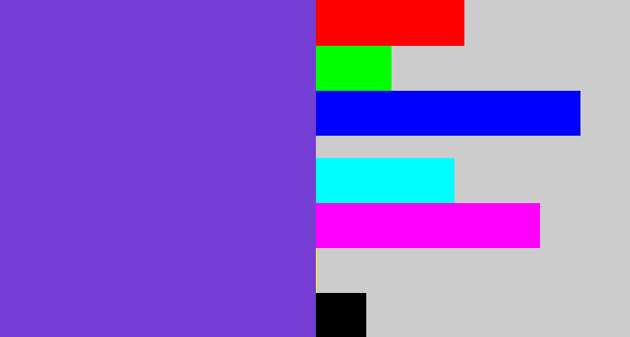 Hex color #773ed5 - bluish purple