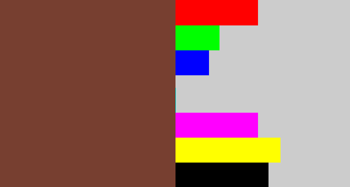 Hex color #773f30 - purple brown