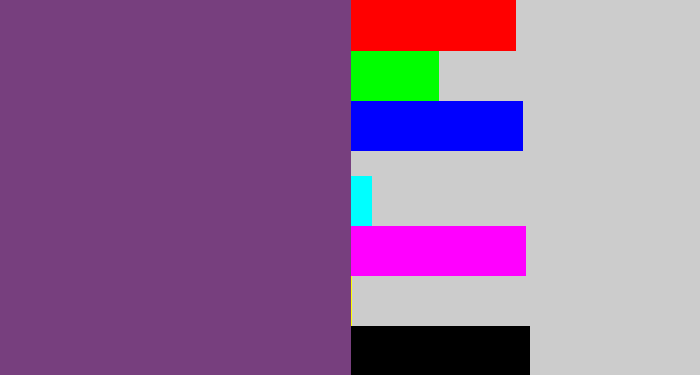 Hex color #773f7e - bruise