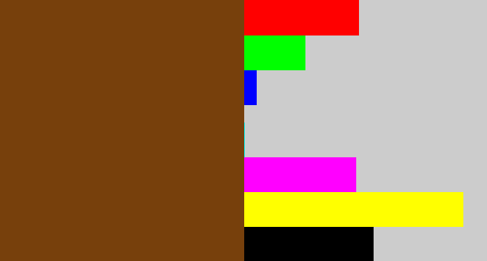 Hex color #77400c - medium brown