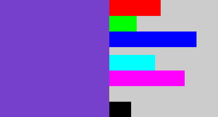 Hex color #7740cc - bluey purple