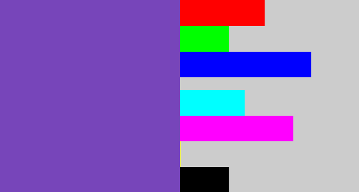 Hex color #7745ba - bluey purple