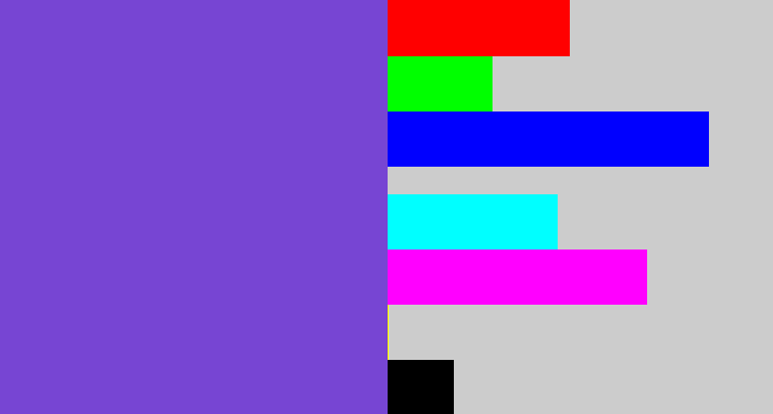 Hex color #7745d3 - bluish purple