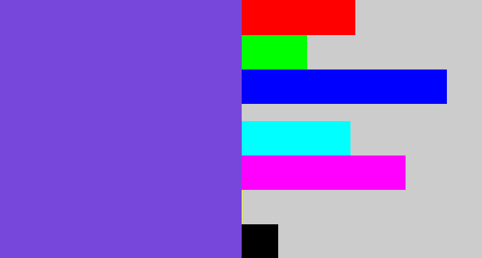 Hex color #7746da - bluish purple