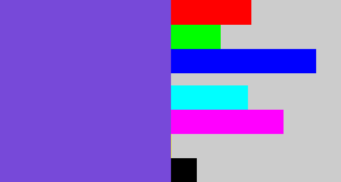 Hex color #7749d9 - bluish purple
