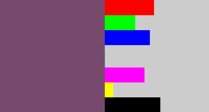 Hex color #774a6d - dirty purple