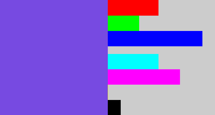 Hex color #774ae1 - bluish purple