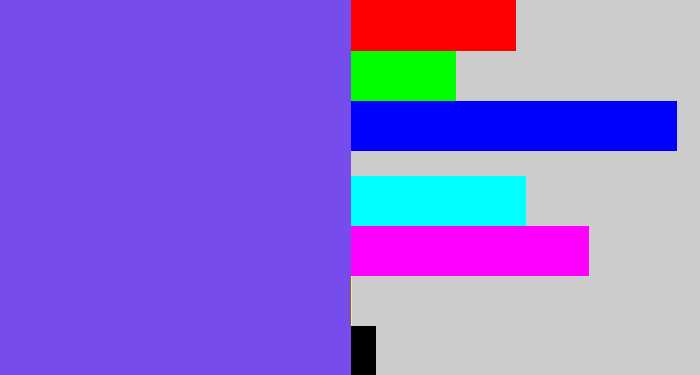 Hex color #774ced - bluish purple