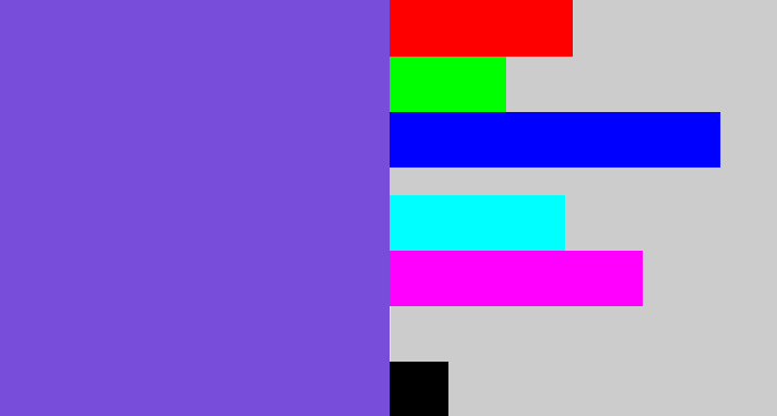 Hex color #774dda - light indigo