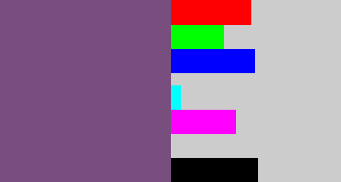 Hex color #774e7e - dull purple