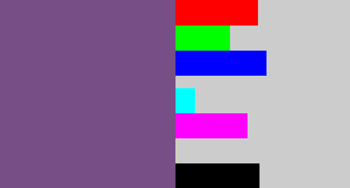 Hex color #774e85 - muted purple