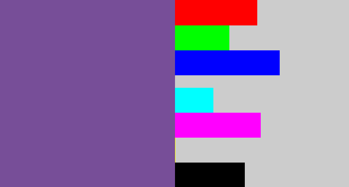 Hex color #774e98 - muted purple