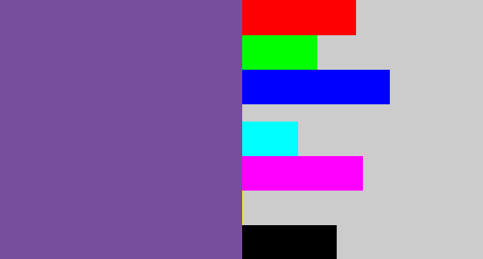 Hex color #774e9b - muted purple
