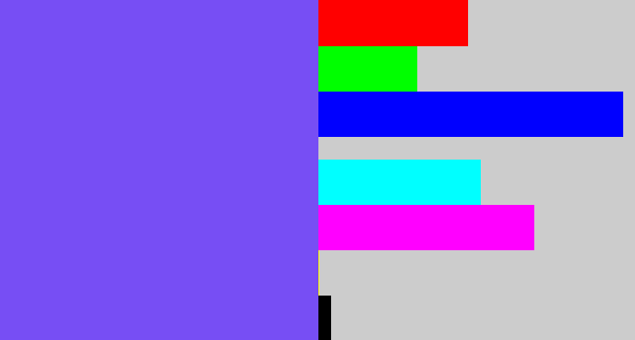 Hex color #774ef4 - purpley
