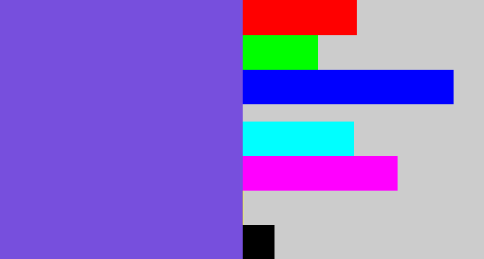 Hex color #774fdd - purpley
