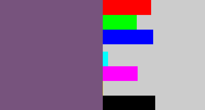 Hex color #77537d - dull purple