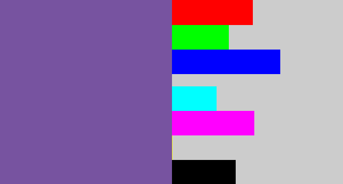 Hex color #7753a0 - dark lavender