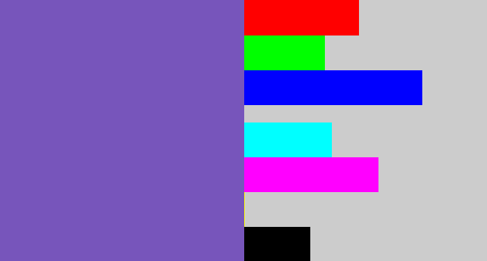 Hex color #7755bb - light indigo