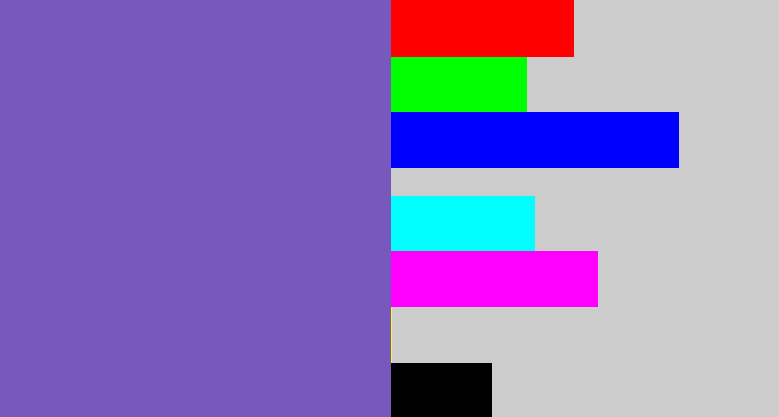 Hex color #7758bc - light indigo