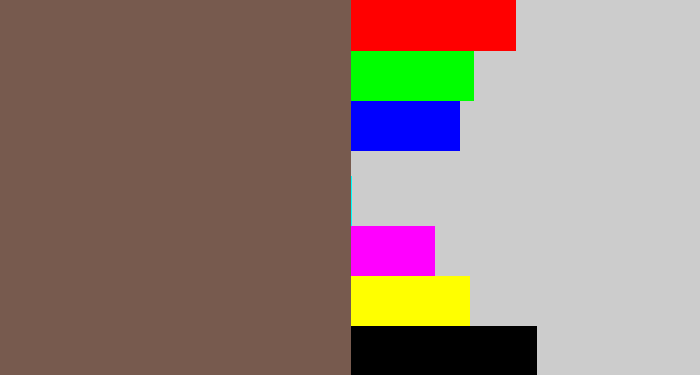 Hex color #775a4e - dark taupe