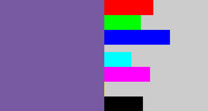 Hex color #775aa1 - dark lavender