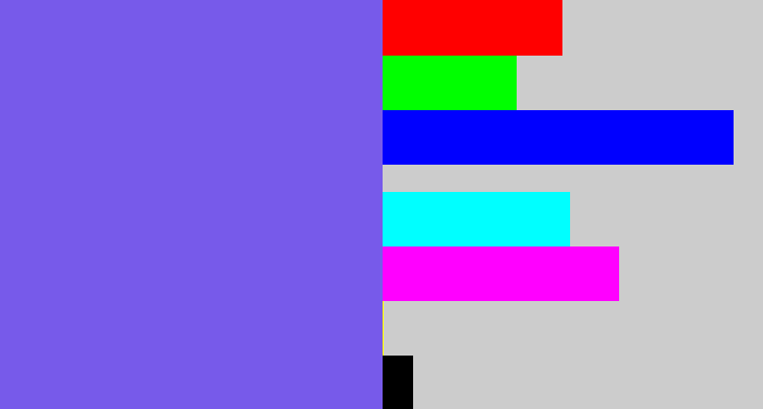Hex color #775aea - purpley