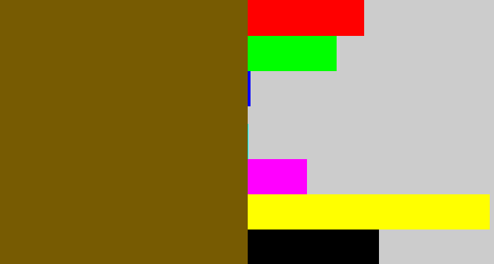 Hex color #775b02 - poop brown