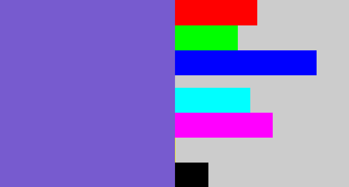 Hex color #775bcf - light indigo